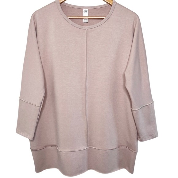 Spanx AirEssentials Crew Neck Tunic Mauve Pink 3/4 Sleeve Sweatshirt Medium - Picture 2 of 8